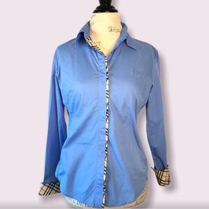 Burberry Long Sleeve Nova Print Button Up Blouse